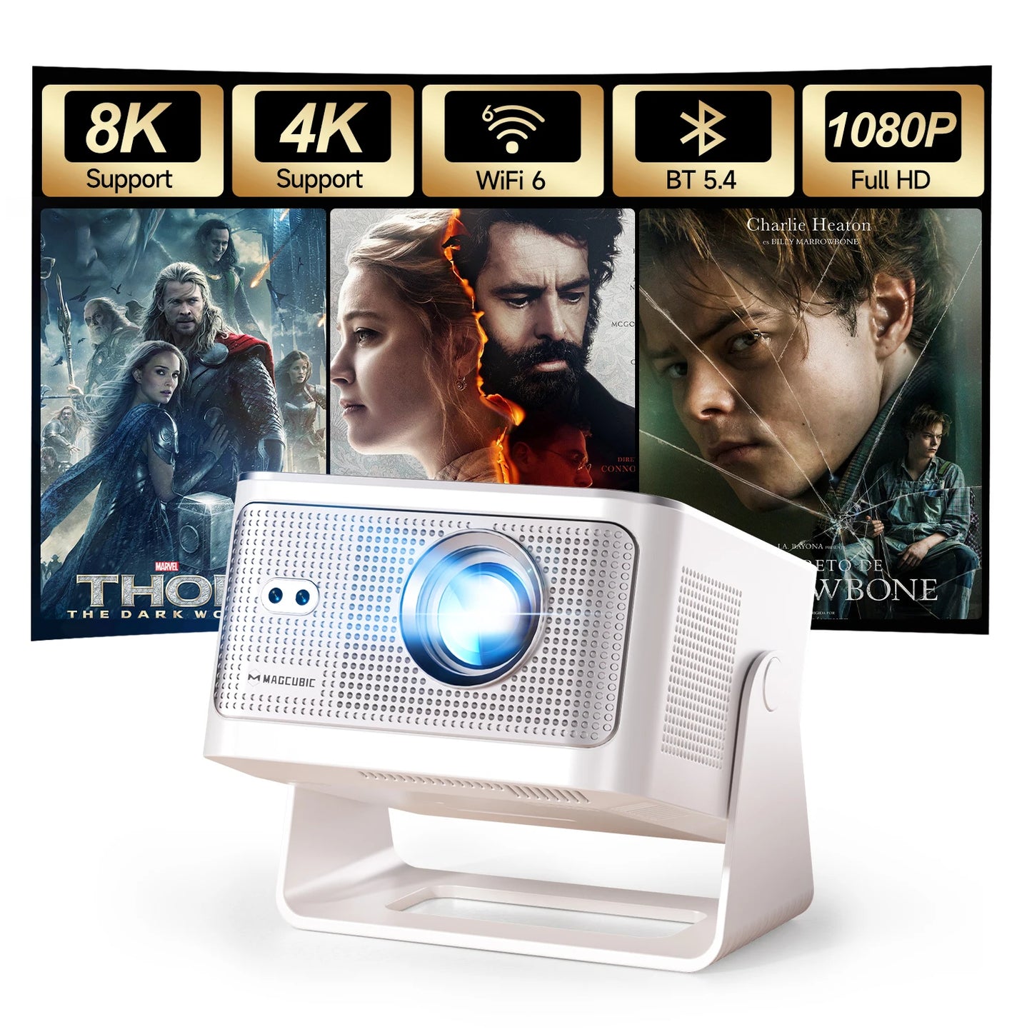 Magcubic Android 14 900ANSI Projector Auto Focus Native 1080P Support 8K With Wifi6 BT5.4 Portable Movie Outdoor HY350Max