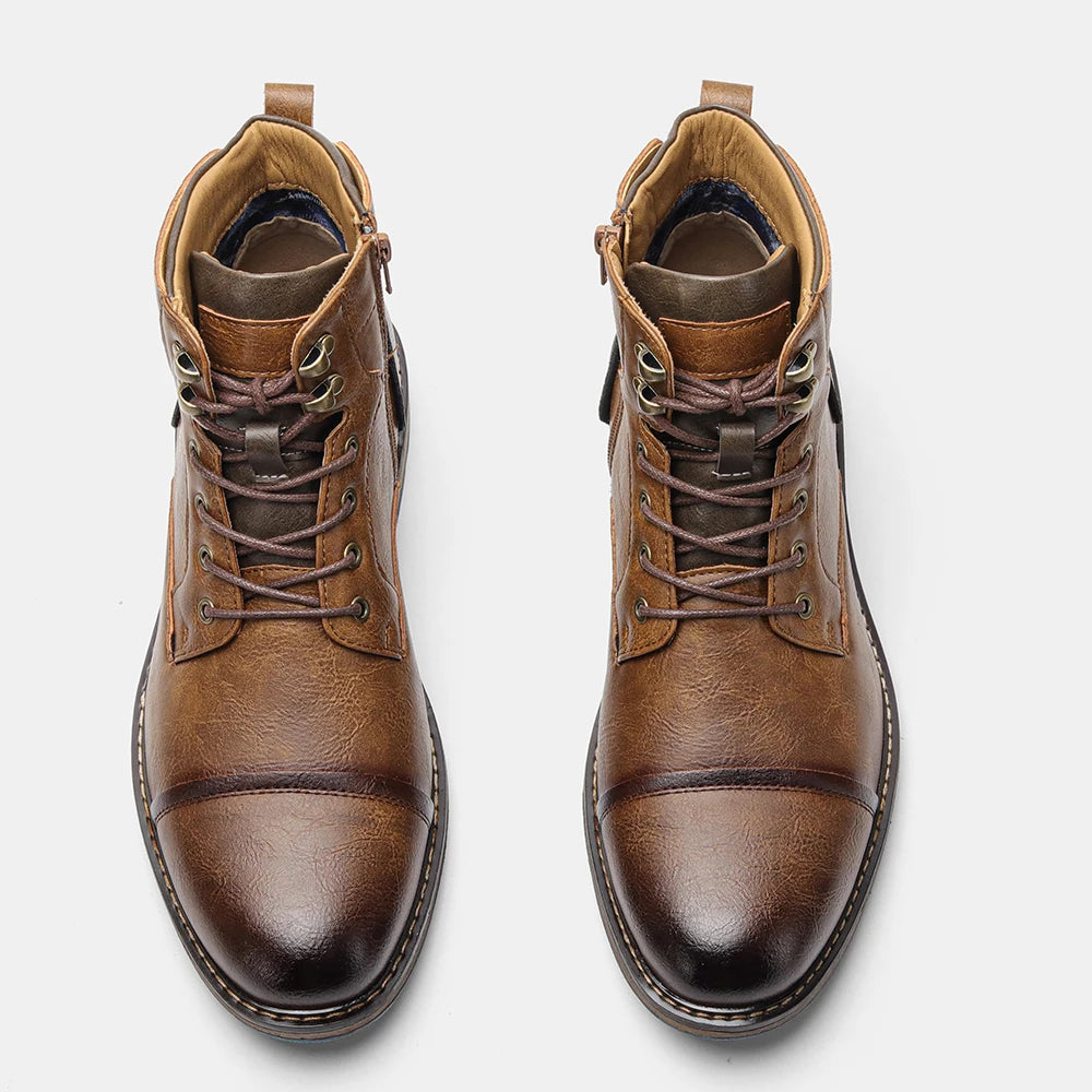 Size 8-13 Retro Men Boots 2026 Fashion Comfortable Spring Leather Boots