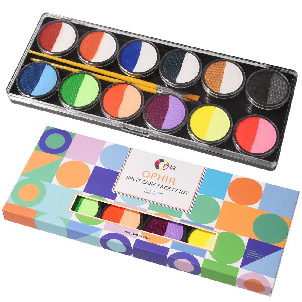 OPHIR Rainbow Face Paint Multicolor Series Temporary Body Paint Art 144g/5.14oz Children Makeup Painting Pigment RT012