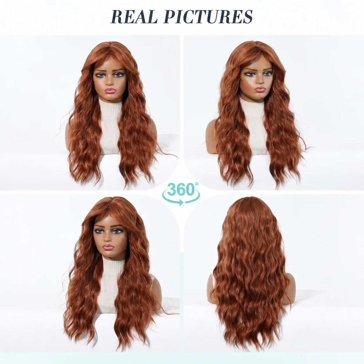 Halloween Wig TopShe Long Wave Rust Brown Wig for Woman Synthetic Wig Copper Brown Heat Resistant Fiber with Layered Comfortable Breathable Suitable for Daily Gatherings Female Role-Playing Wig Hairstyles