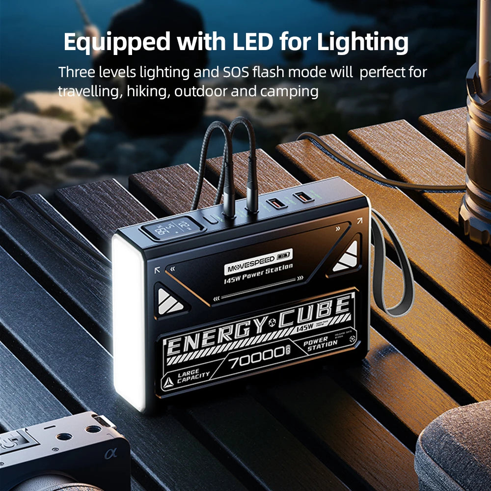 MOVESPEED Z70 Pro 100W Power Bank Large Capacity External Battery Charger Outdoor Camping Power Station for LaptopMacBook Pro
