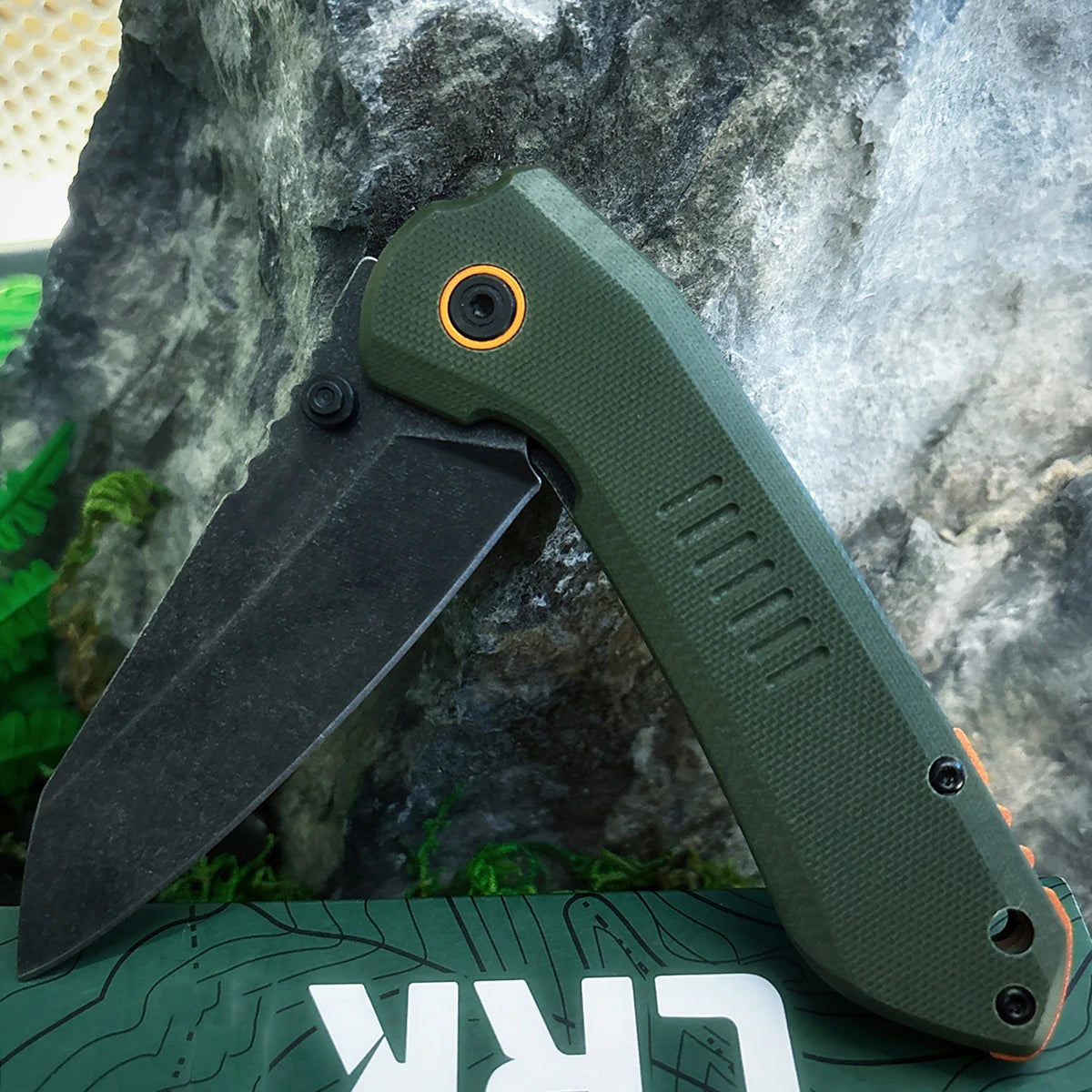 EDC Tool,Folding Pocket Knife, Stone-Washed Black Steel Blade,G10 Handle,Outdoor Camping Hunting Survival Gear,Father's Day Gift