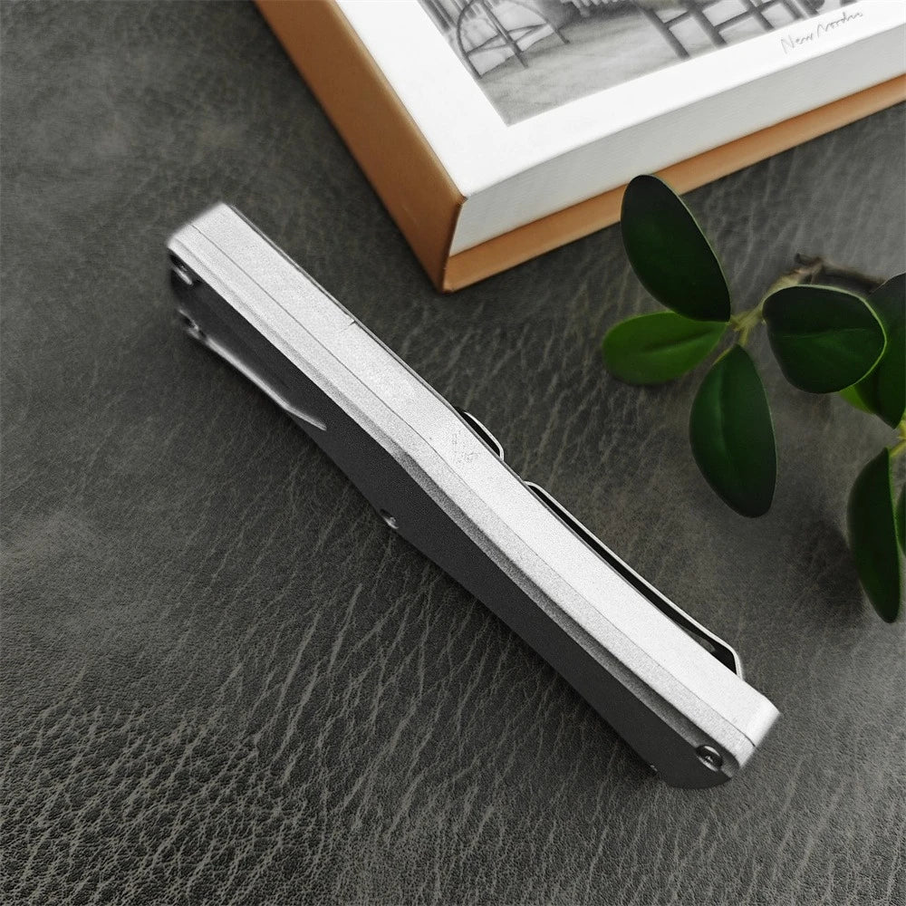 EDC Camping Survival Folding Knife 440C Blade Zinc Alloy Handle and Pocket Clip Outdoor Hunting Self-Defense Rescue Utility Tool