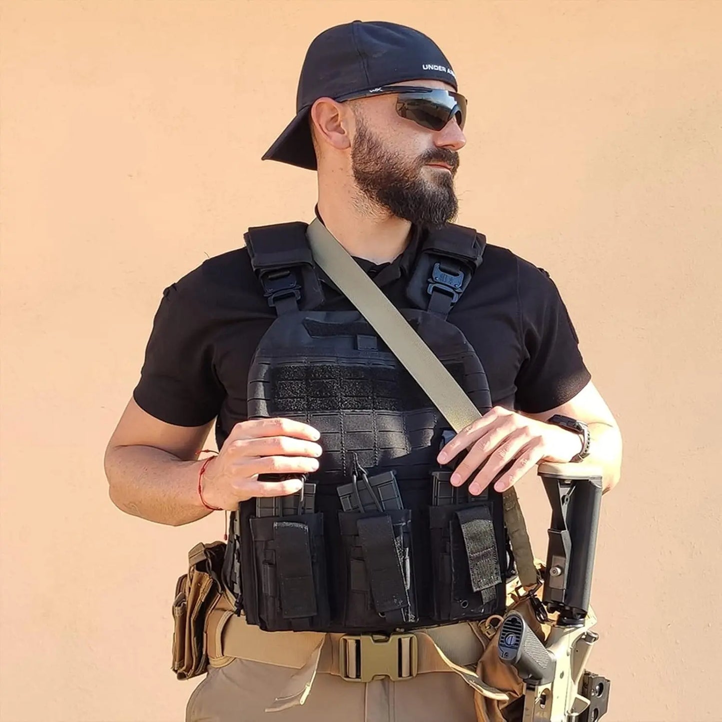 Tactical Battle Belts for Men- Quick Release Trigger Airsoft Belt Heavy Duty Belts with Pouches 7 PCS