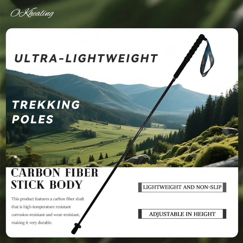 Local+ Carbon City Walking Running Sticks Lightweight T800 Carbon Fiber Collapsible Telescopic Pole Hiking Cane Trekking Poles