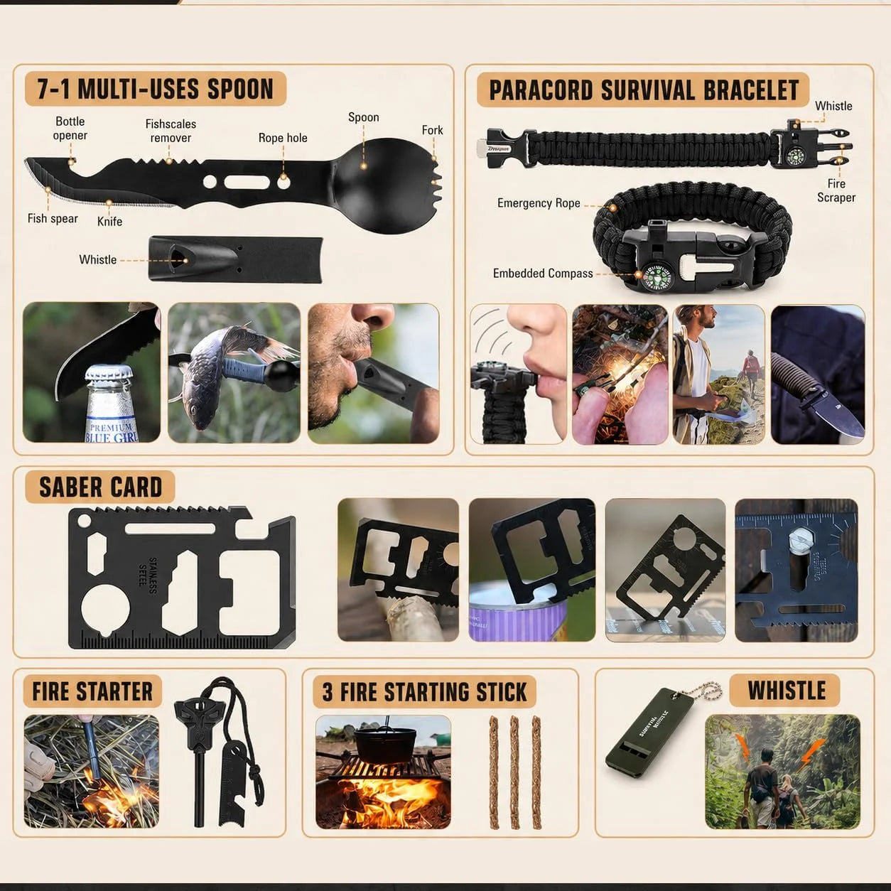 258-Piece Car Emergency Kit Portable Family Travel Tactical Hiking EVA Material Camping Essential Backpack Suitable for Sports Office Ship Unexpected Incidents
