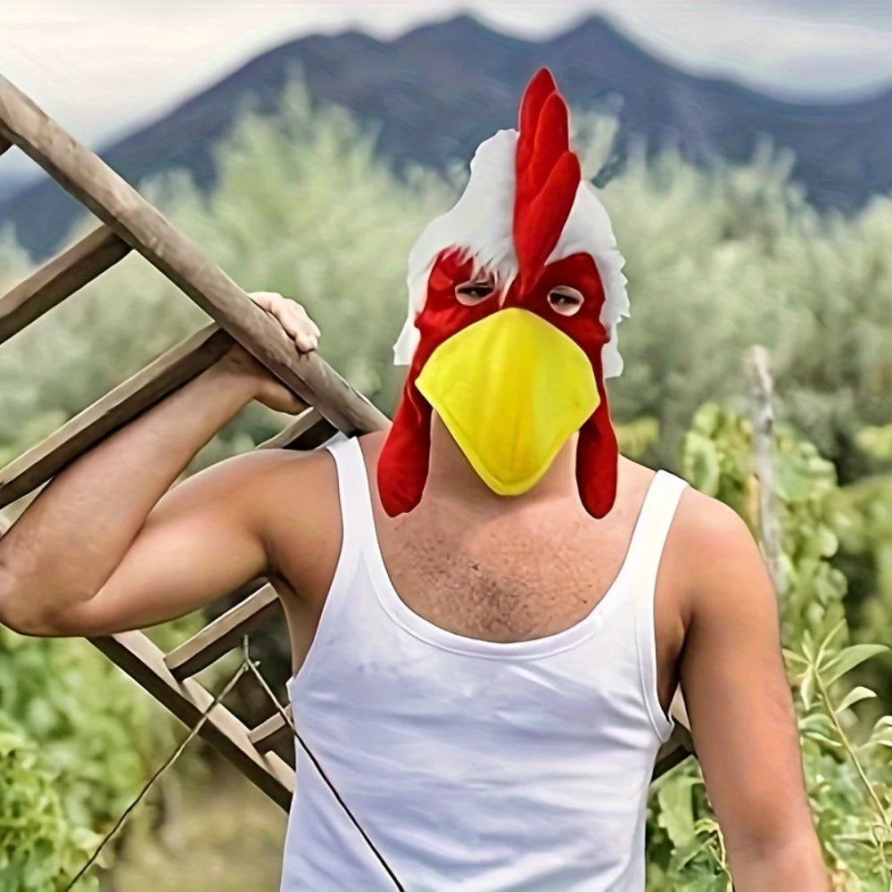 1 Fun Animal Rooster Headpiece‑Cute Chicken Hat Mask for Adults, Farm‑Themed Role‑Play, Humorous Poultry Costume Accessory for Parties and Halloween