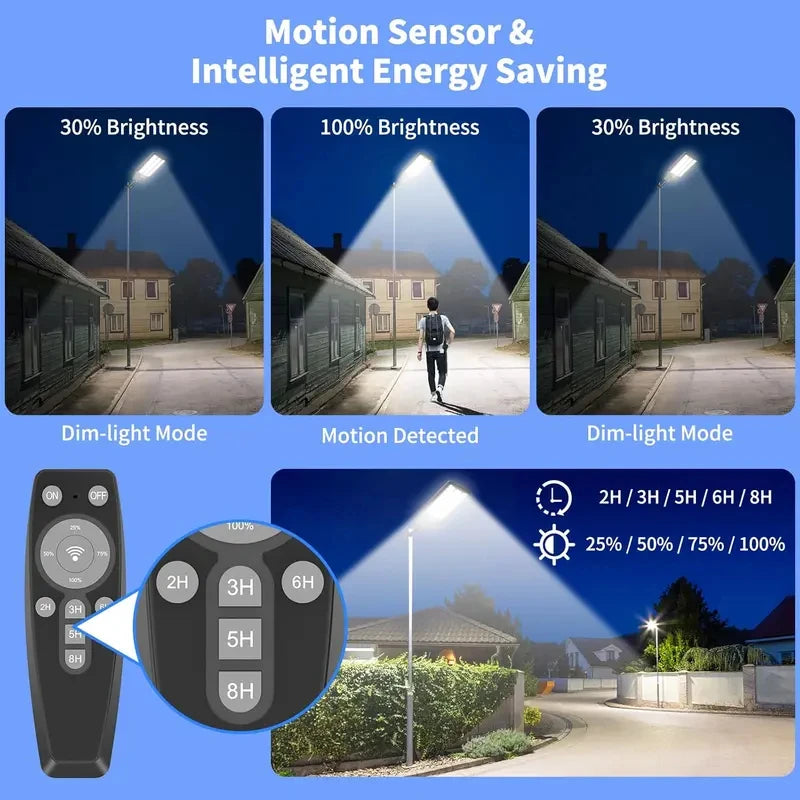 Solar Security Light Outdoor, Solar Street Light with Motion Sensor, Dusk to Dawn Auto Lighting, IP66 Waterproof LED Solar Powered Light for Yard Garden Driveway Porch Area Lighting,