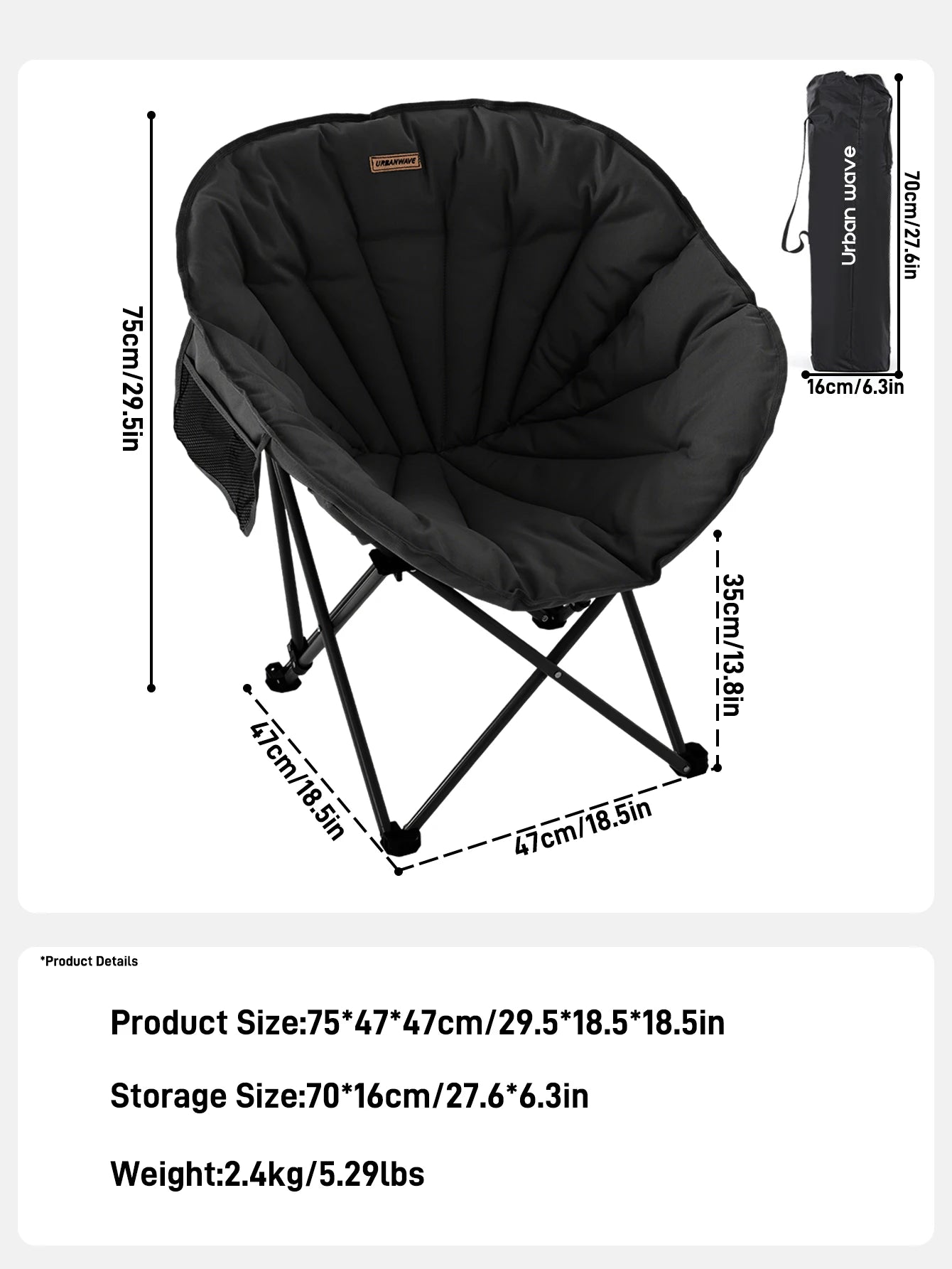 Extra Large Heavy-Duty Outdoor Camping Folding Chair with 330 Lbs Capacity Includes Storage Bag Side Net Pocket Cooler And Sport Kit for Lawn Beach Camping Travel Hiking