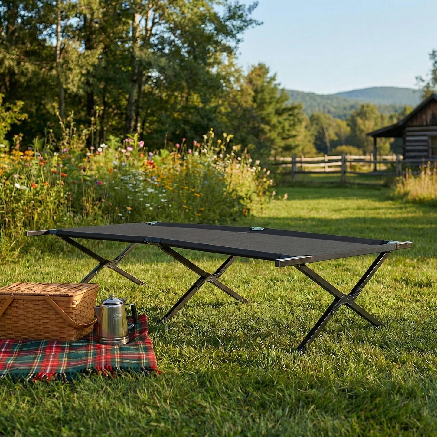 JHK Collapsible Camping Cot Lounge Chair 73' X 36' Portable Folding Sleeping Cot 300 LBS Capacity Sturdy Frame for Outdoor