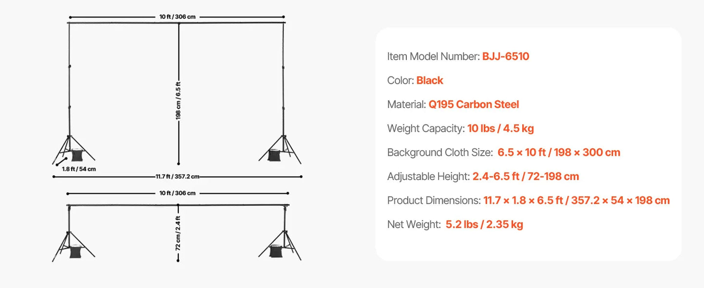 SucceBuy Backdrop Stand Adjustable Photo Backdrop Kit Heavy Duty Projector Screen Stand for Wedding Photo Video Studio Party