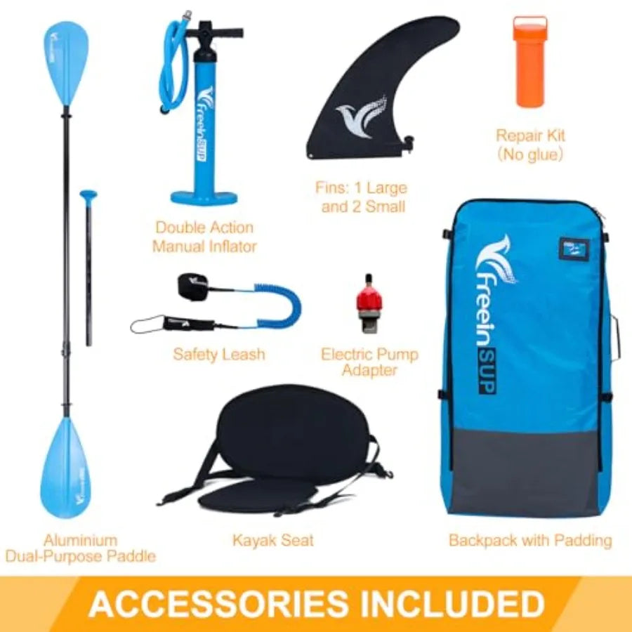 Inflatable Stand Up Paddle Board with Kayak Seat for Adults 10'/10'6'/11' Durable Polyester Fabric Blue Includes Pump Adapt