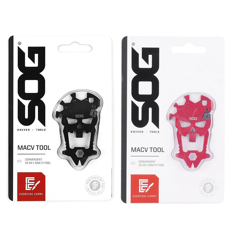 SOG 12 in 1 MACV EDC Multi-tool Stainless Steel Keychain Pocket Gadget Portable Mini Multifunctional Tools with Bottle Opener Screwdriver Wrench Cutter For Cycling Camping Outdoor DIY Household Emergency Repair Men / Women Gi