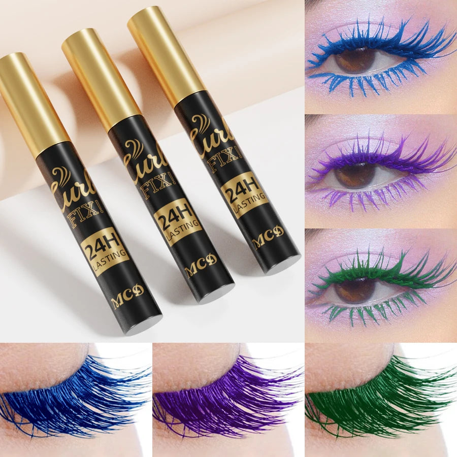 3pcs Colorful 3D Eye Blue Green Purple Mascara Waterproof Lengthens Eyelashes Extension Silk Fiber Mascare Eye Makeup for Women Cosmetic Korean Makeup Gifts Eye Beauty