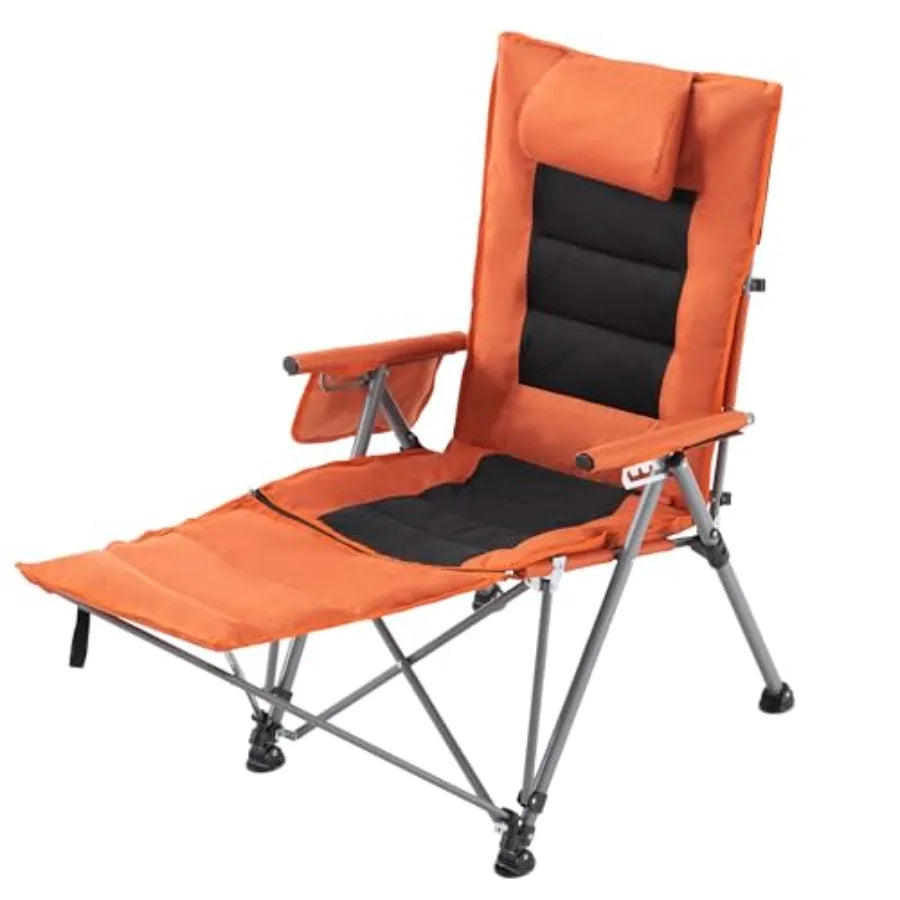 Portable Folding Camping Chair with Detachable Pillow Footrest Outdoor lightweight 5 positions adjustable beach chair foldable