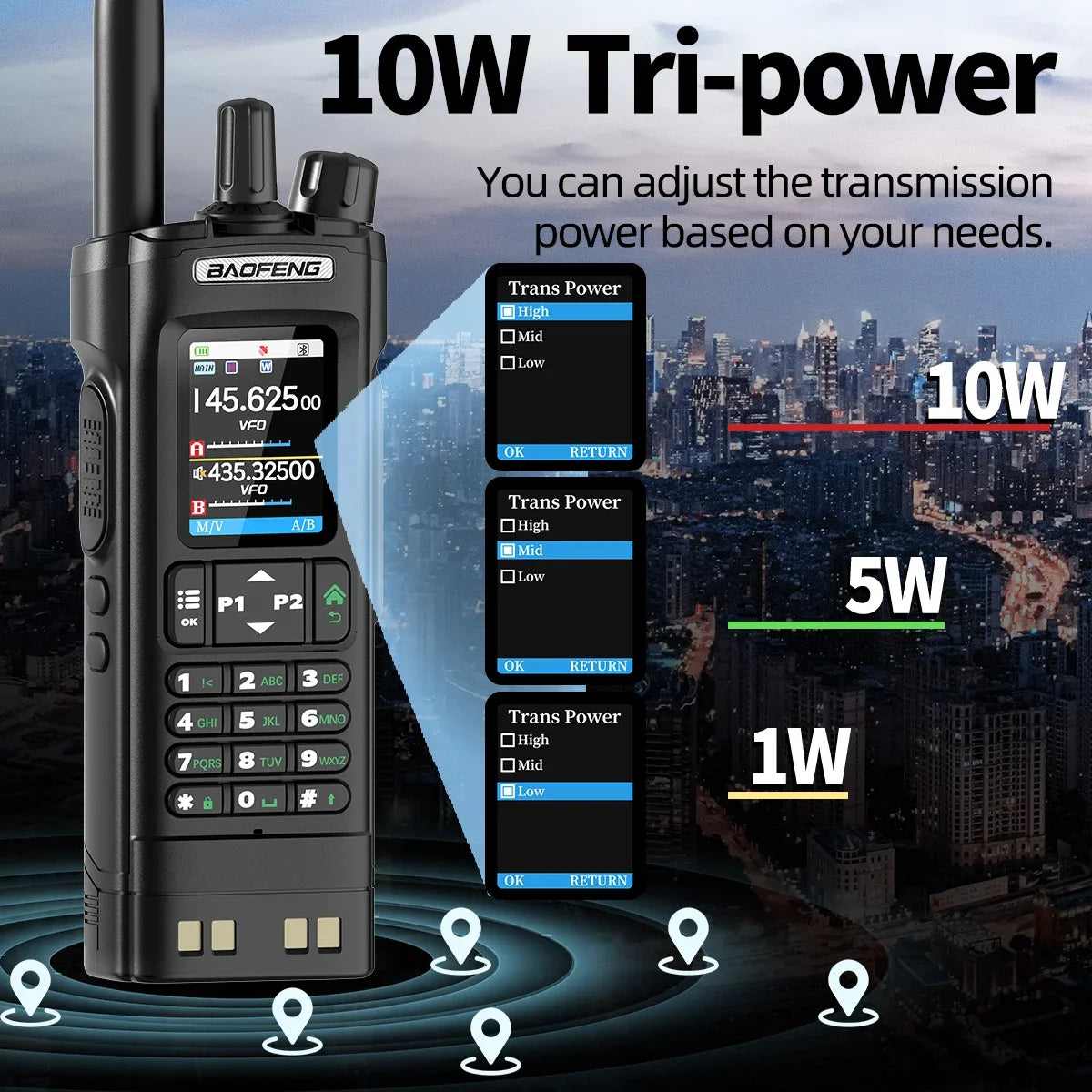 BAOFENG UV-32 GPS Walkies Talkie AM FM Long Range Bluetooth Programming 10W Wireless Copy Frequency 1000CH Two Way Radio