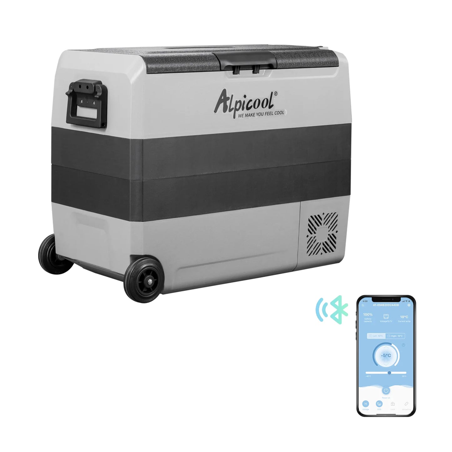 Alpicool T60 Dual Temperature Control 12 Volt Refrigerator 63 Quart Portable Car Fridge Freezer (-4°F~68°F) for Truck, RV, Boat