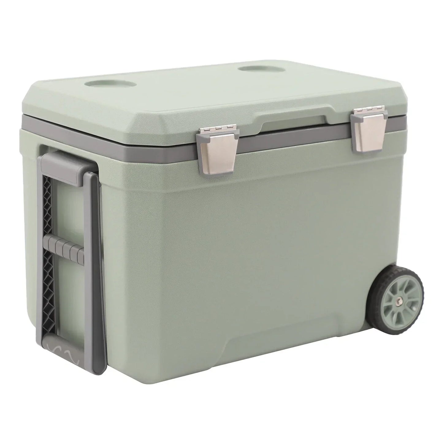 47.5QT Insulated Hard Cooler with Wheels Portable Ice Chest Box, Wheeled Cooler Drybox Cooler with Handle for Camping, Boating