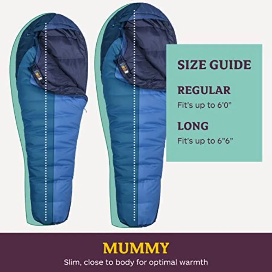 15° Sleeping Bag Insulated Water-Resistant Left-Zip Cobalt Blue/Blue Night Long