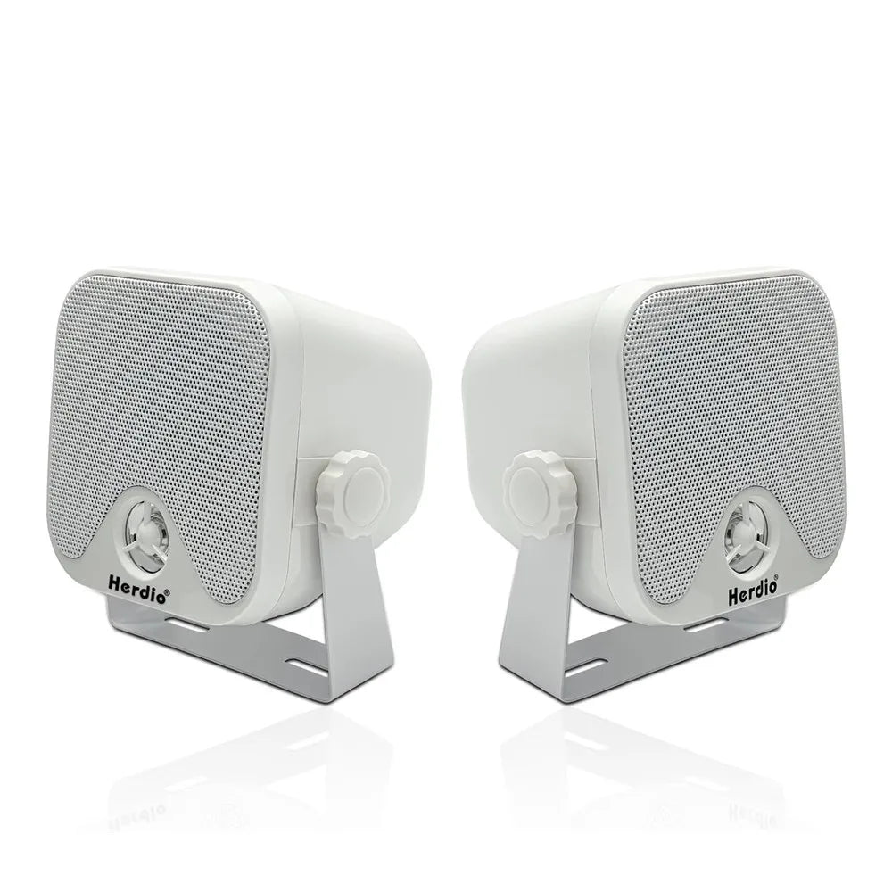 Herdio 4 Inch Heavy Duty Waterproof Boat Marine Box Outdoor Speakers Surface Mounted For Skid Steer ATV UTV RZR Golf Cart 2Pcs