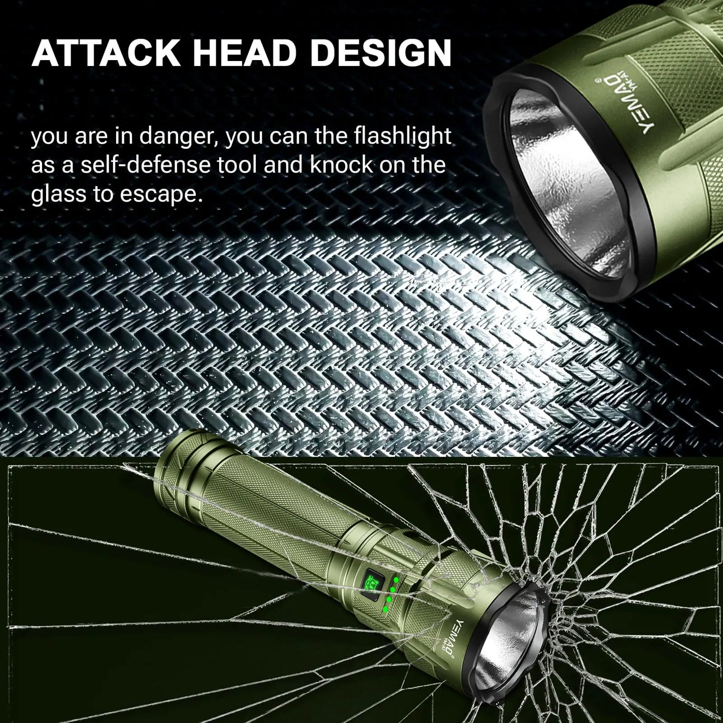 15000mAh Rechargeable Flashlights High Lumens,2800LM Bright LED Flashlight Powered Flash Light,Waterproof Handheld Flash lights