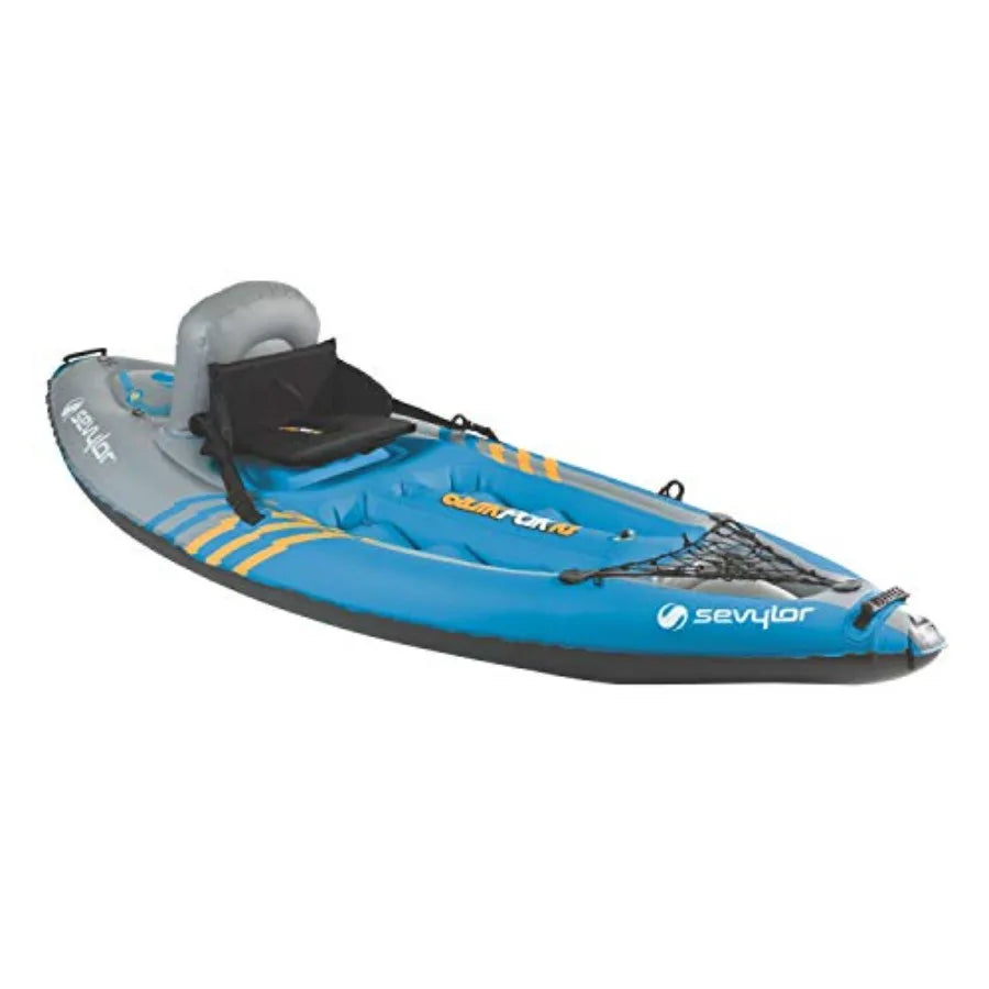 1-Person Inflatable Kayak with 21-Gauge PVC Construction in Blue Folds into Backpack with 5-Minute Setup Includes Hand Pump