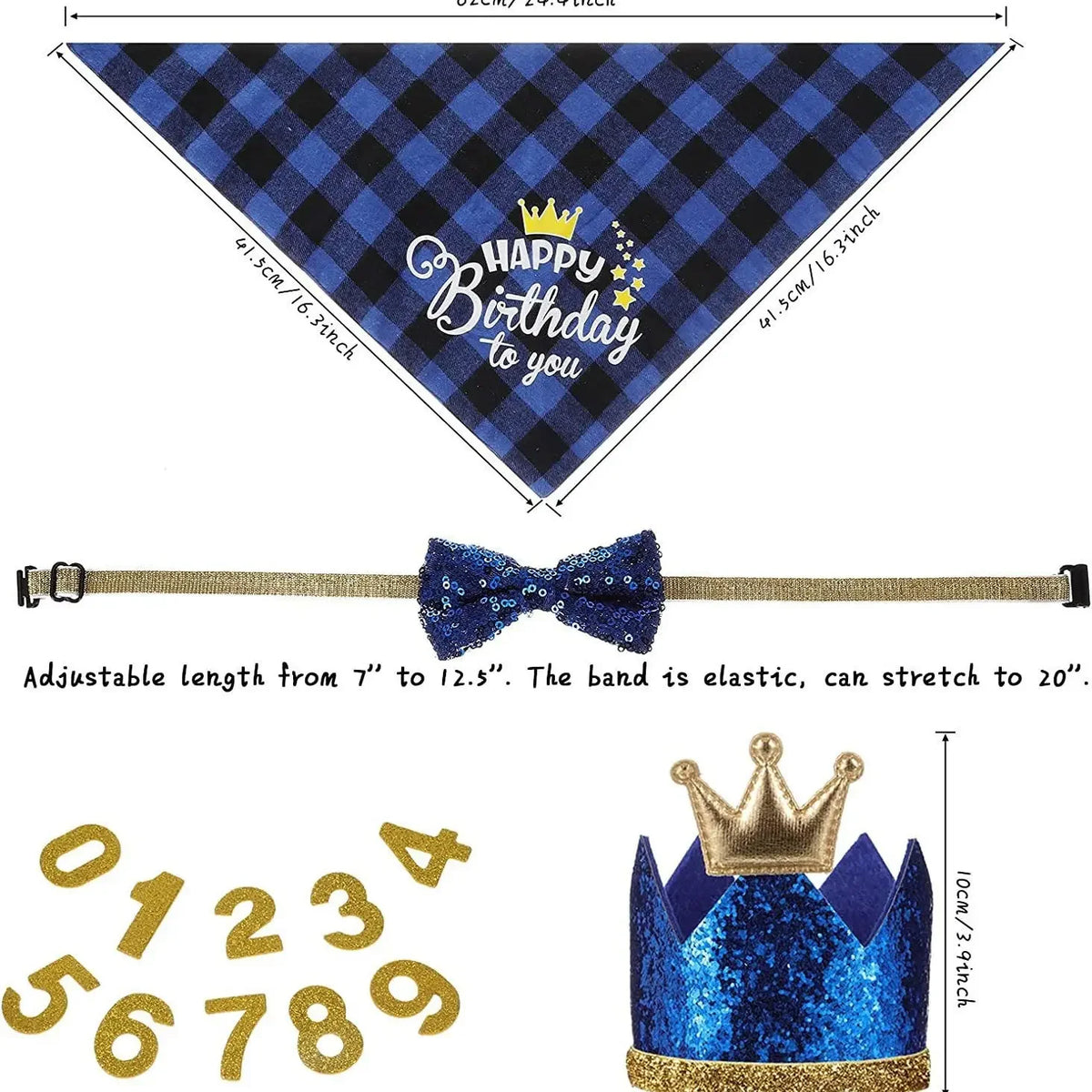 Birthday Themed Cute Pet Bandana, 4 Counts/set Crown Hat Pet & Neck Accessories, Pet Birthday Party Decoration Supplies, Pet Decorations, Costume Outfits