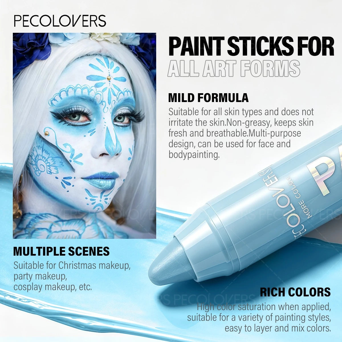 7PCS/SET Halloween Face And Lip Paint Set, 2 Paint Pens, 3 Liquid Lip Colors, 1 Detail Brush, 1 Beauty Tool, Quick-Dry Smudge-Proof Formula, Long-Wear Non-Sticky Finish, Great for Spooky Holiday Looks