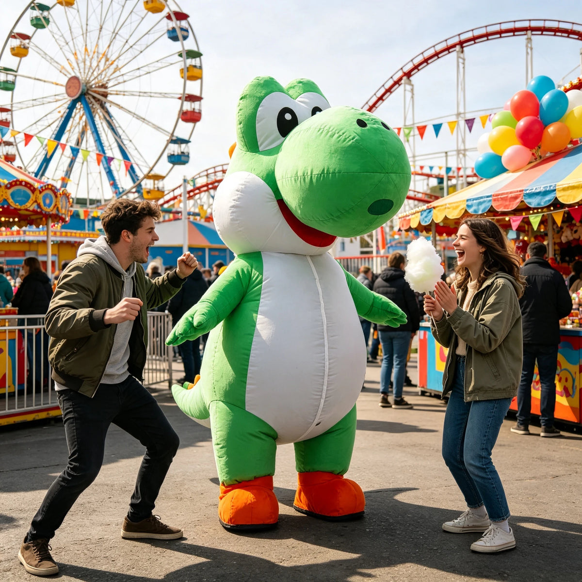 2.2M Green Dinosaur Inflatable Costume Mascot Parade Adult Character Cosplay Animal Birthday Halloween Party Event Plush Set