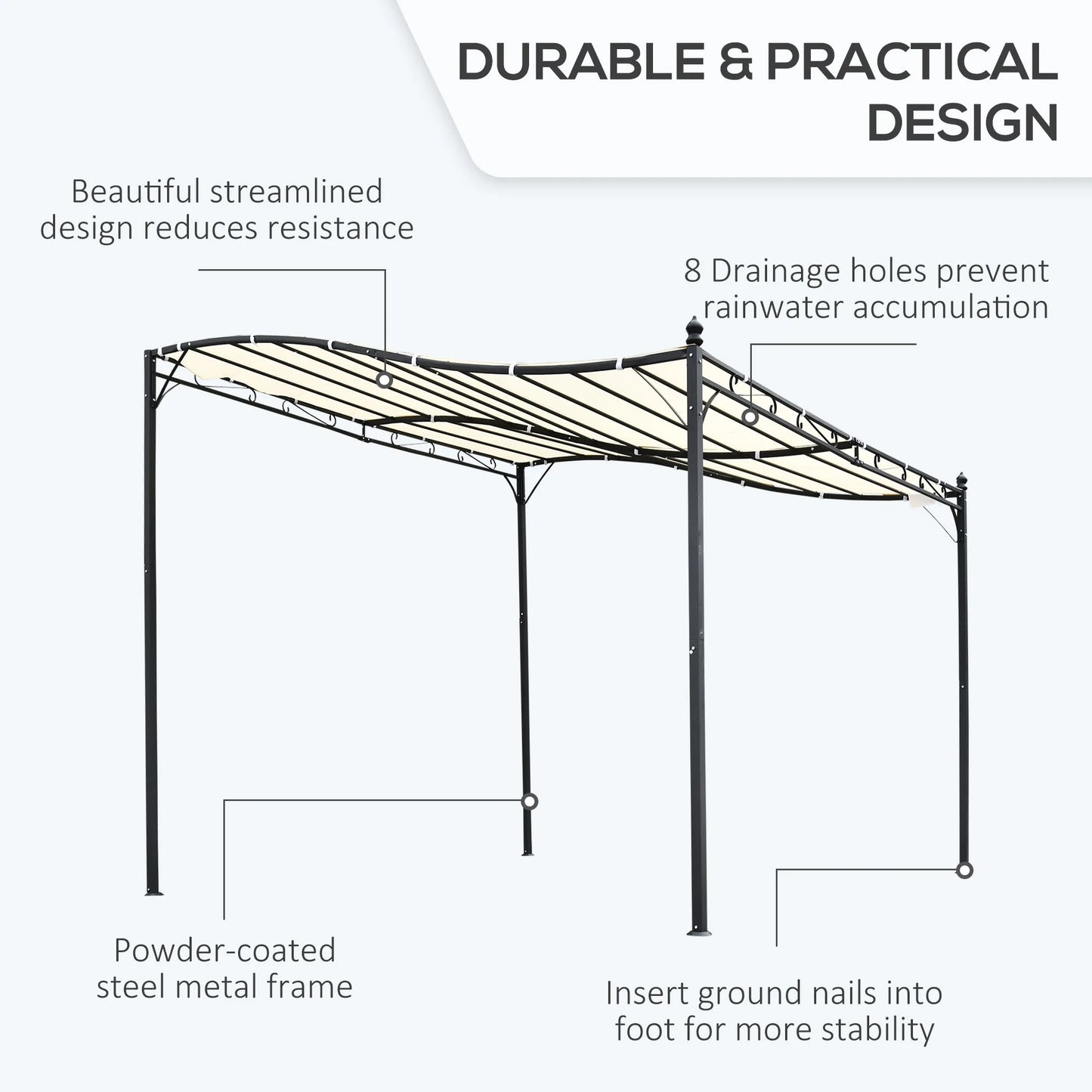 10' X 10' Steel Outdoor Pergola Gazebo Patio Canopy Backyard Pool Deck Garden