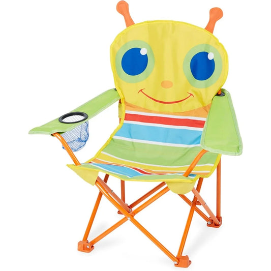 Kids Folding Outdoor Camping Chair with Bug Design Easy Setup Packaging