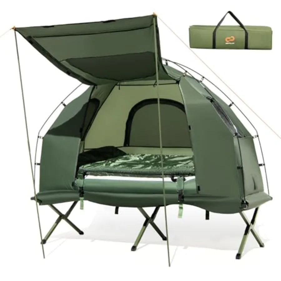 Camping Tent Cot 5-in-1 Folding Camping Bed with Air Mattress Pillow Sleeping Bag Waterproof Elevated Tent Shelter Portable Out