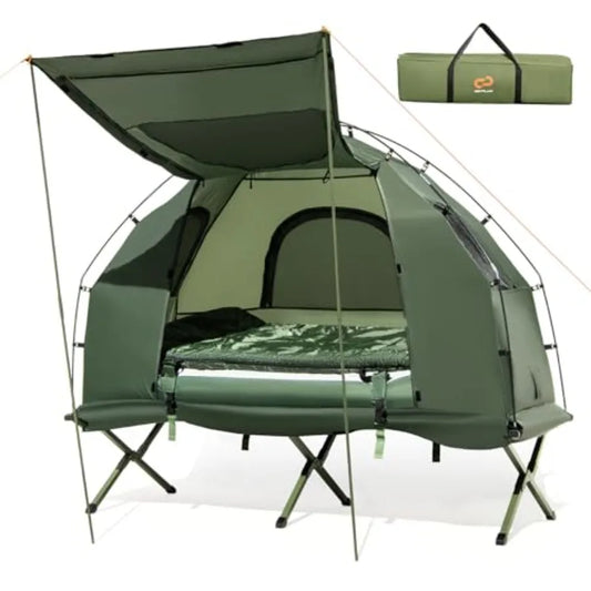 Camping Tent Cot 5-in-1 Folding Camping Bed with Air Mattress Pillow Sleeping Bag Waterproof Elevated Tent Shelter Portable Out