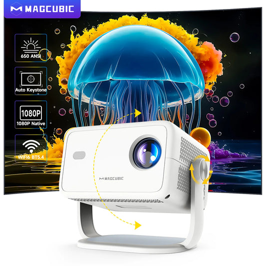 Magcubic L018 Native 1080P Projector 650ANSI 8K Android14 Projector With Auto Keystone Correction Wifi6 BT5.4 Portable Projector for Camping Outdoor