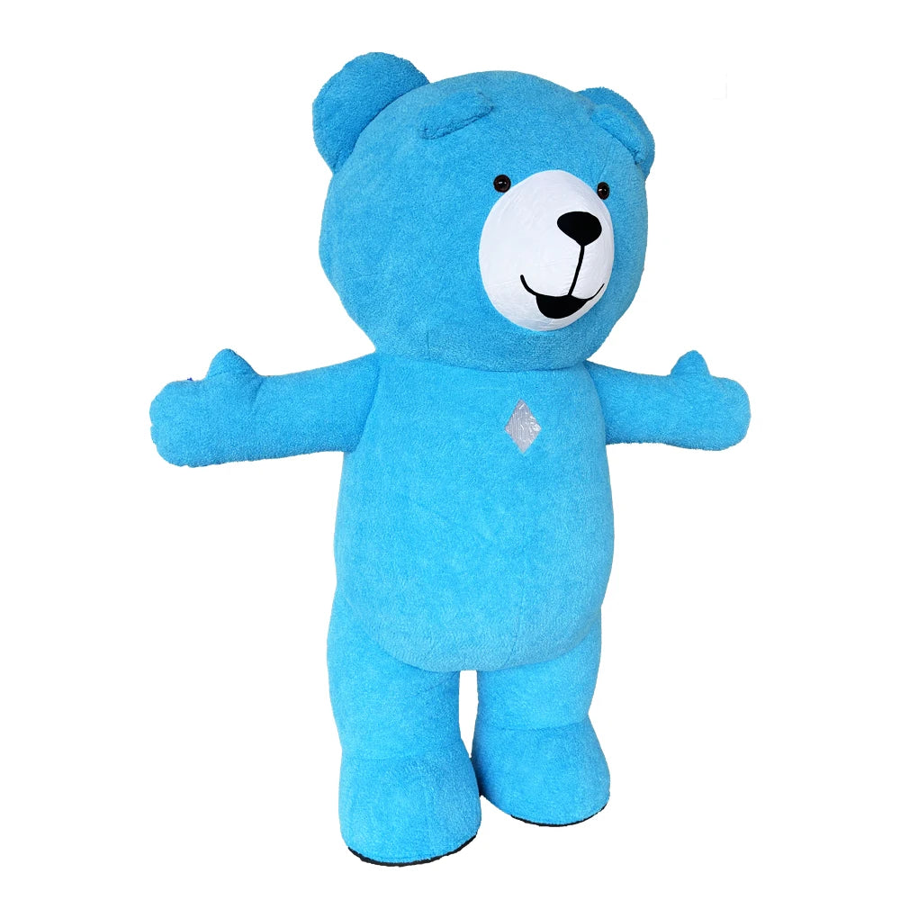 Blue Teddy Bear Inflatable Costume Mascot Parade Adult Character Cosplay Animal Birthday Halloween Party Event Plush Set