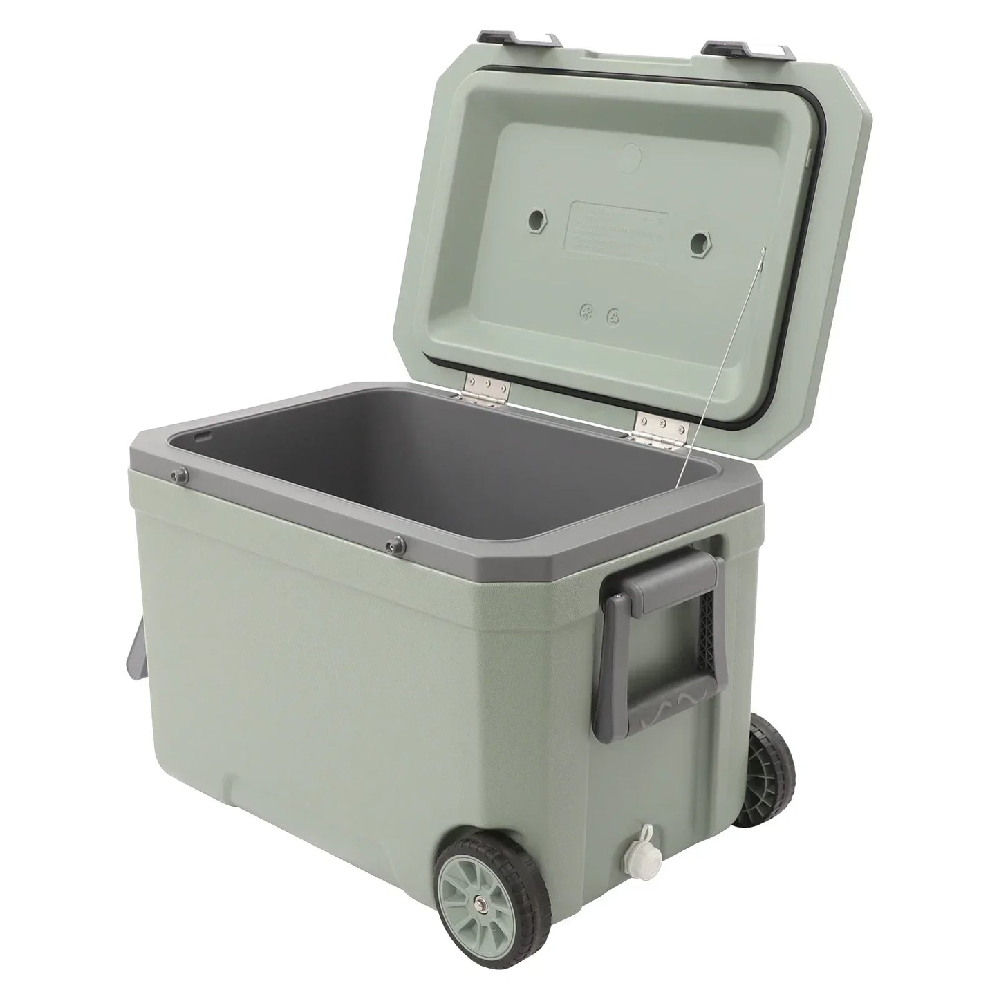 47.5QT Insulated Hard Cooler with Wheels Portable Ice Chest Box, Wheeled Cooler Drybox Cooler with Handle for Camping, Boating