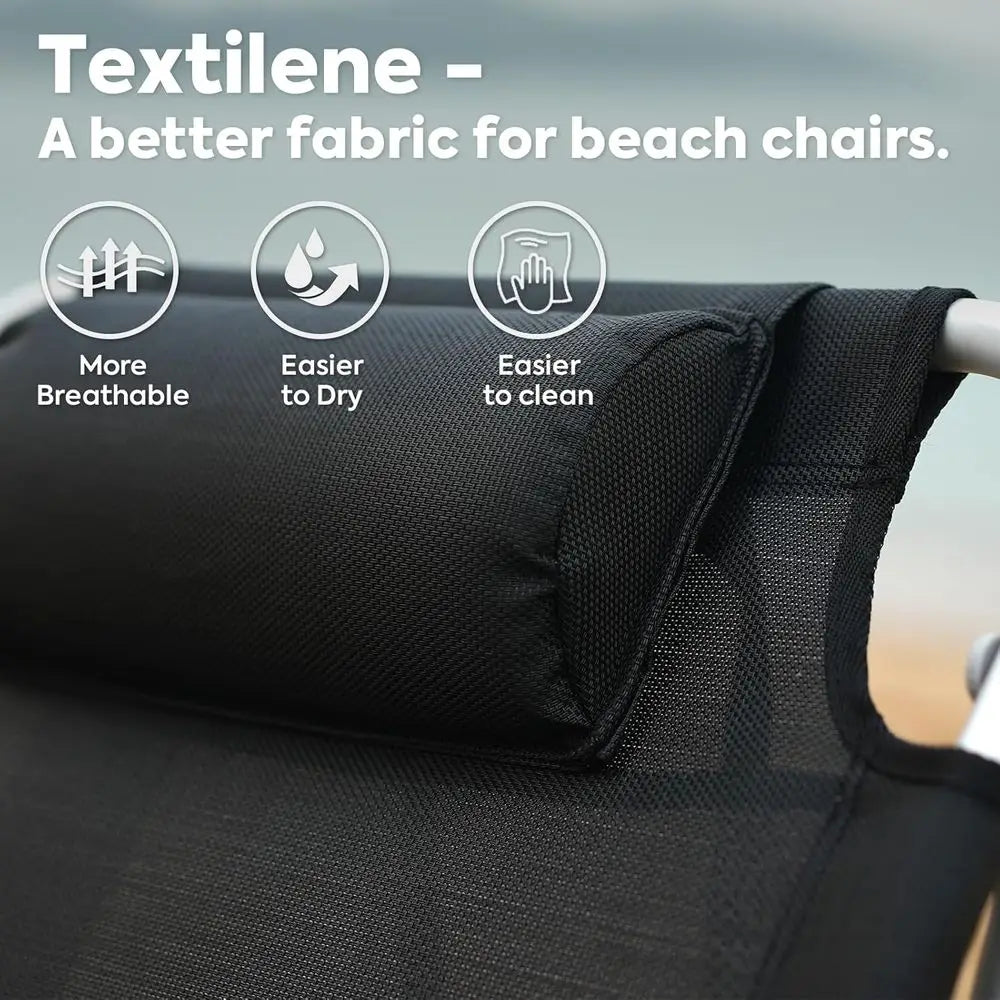 Portable Heavy-Duty Reclining Beach Chairs for Adults, 5 Positions, with Cup Holder, Suitable for Camping and Outdoors, Supports