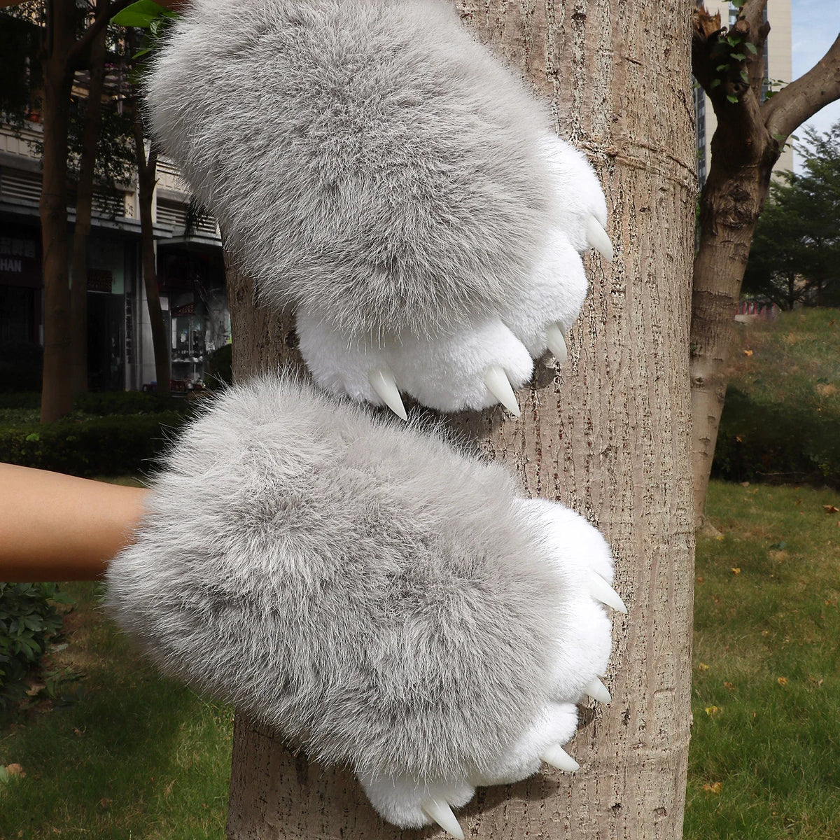 Furry Cat Gloves With Claws Cosplay Therian Fursuit Paws Costume Accessories