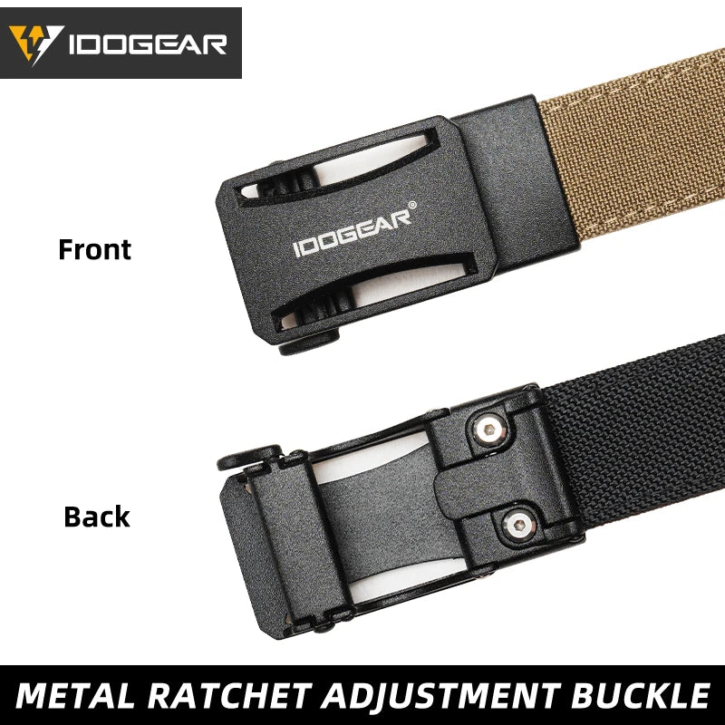 IDOGEAR Tactical Ratchet Belt 1.25” EDC Gun Belt Heavy-Duty Nylon CCW Belts with Quick-Adjust Buckle for IWB/OWB/AIWB Carry 3443