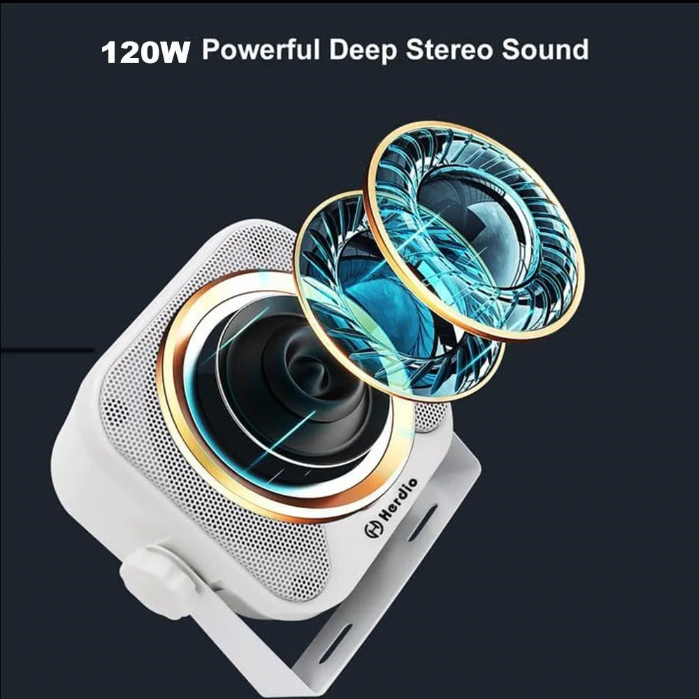 Herdio 4 Inch Heavy Duty Waterproof Boat Marine Box Outdoor Speakers Surface Mounted For Skid Steer ATV UTV RZR Golf Cart 2Pcs