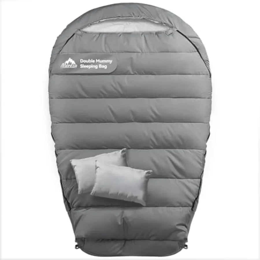 Mummy Double Sleeping Bag for Adults with Pillow Cold Weather 0 Degree 2 Person Sleeping Bag for Big Tall Mens Couples Family