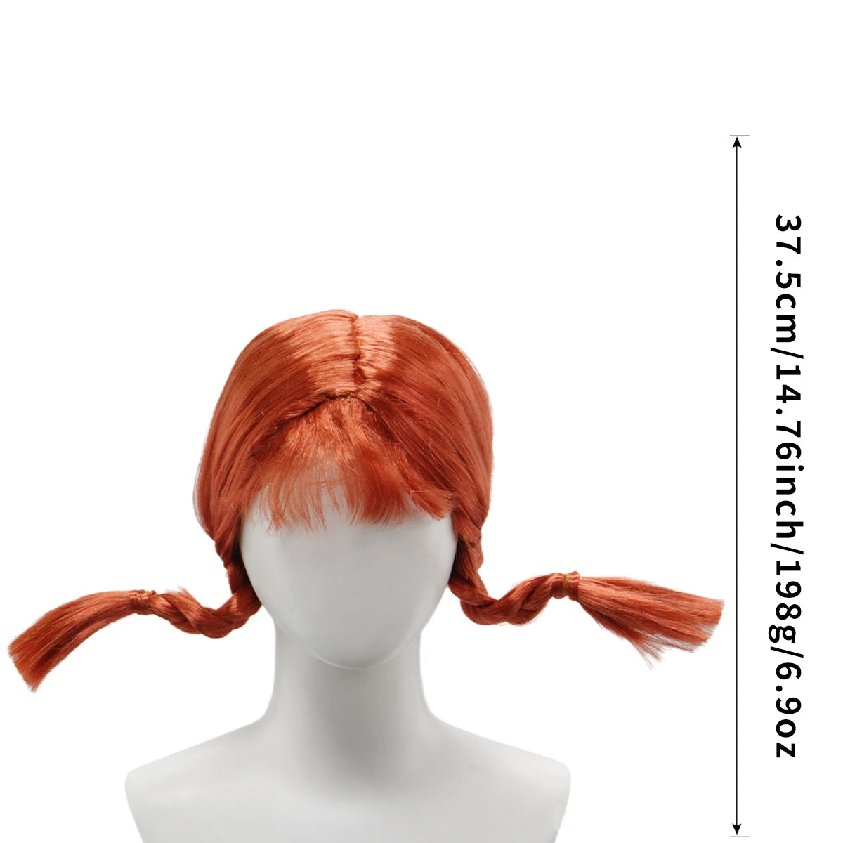 Orange Red High Quality Synthetic Fiber Heat Resistant Cosplay Wig with Bangs Double Side Braids Box Braids Outward Center Part Adjustable Cap for Women Girls Party Halloween Costume Role Play Stage Show Photo Shoot