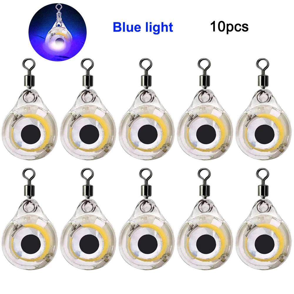 10-100Pcs Mini Fishing Lure Light LED Attracting Fish Light Underwater Eye Shape Fishing Bait Luminous Lure for Attracting Fish