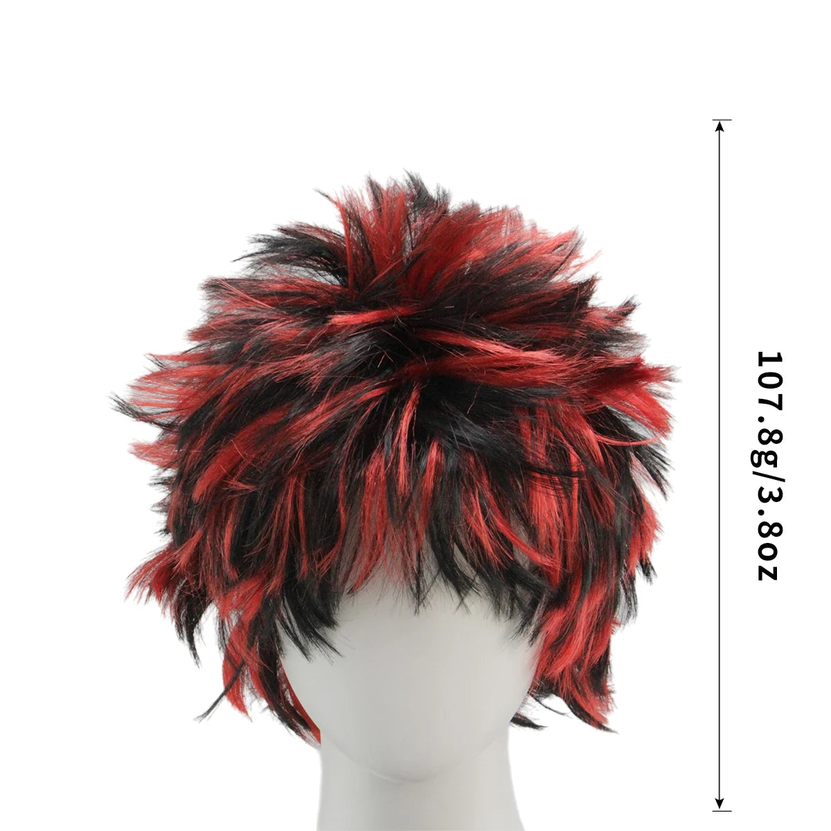 Black Red Spiky Wig Synthetic Short Messy Fluffy Layered Punk Rock Anime Costume Wig Halloween Cosplay Party Carnival 80s