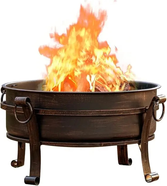 36 Inch Fire Pit with Grill & Lid, Fireplace & Round Table & BBQ 3 in 1 Fire Pit, Heavy Duty Wood Burning Fire Pits