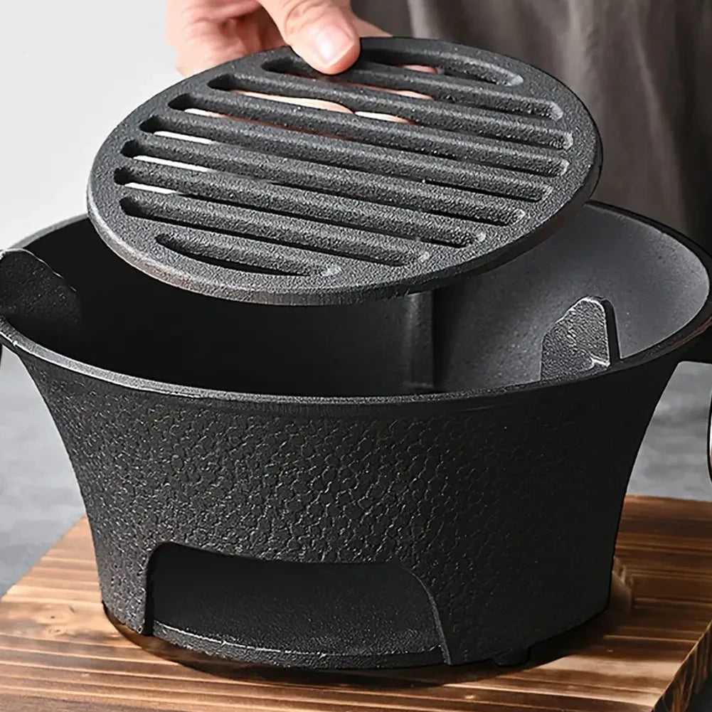 1pc Stainless Steel Barbecue Grill Tabletop Bbq Pit Round Iron Charcoal Stove for Home Party Outdoor Camping