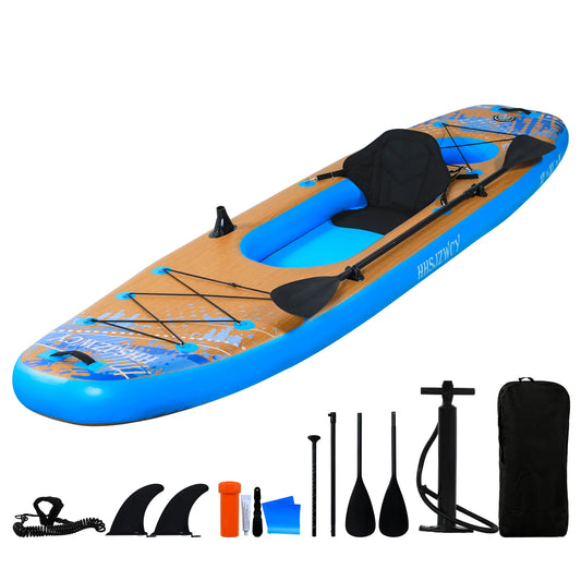 Inflatable Kayak with Detachable Seat, 12' SUP-Kayak Set Includes Hand Pump/Aluminum Oar/Backpack,for Fishing, Touring