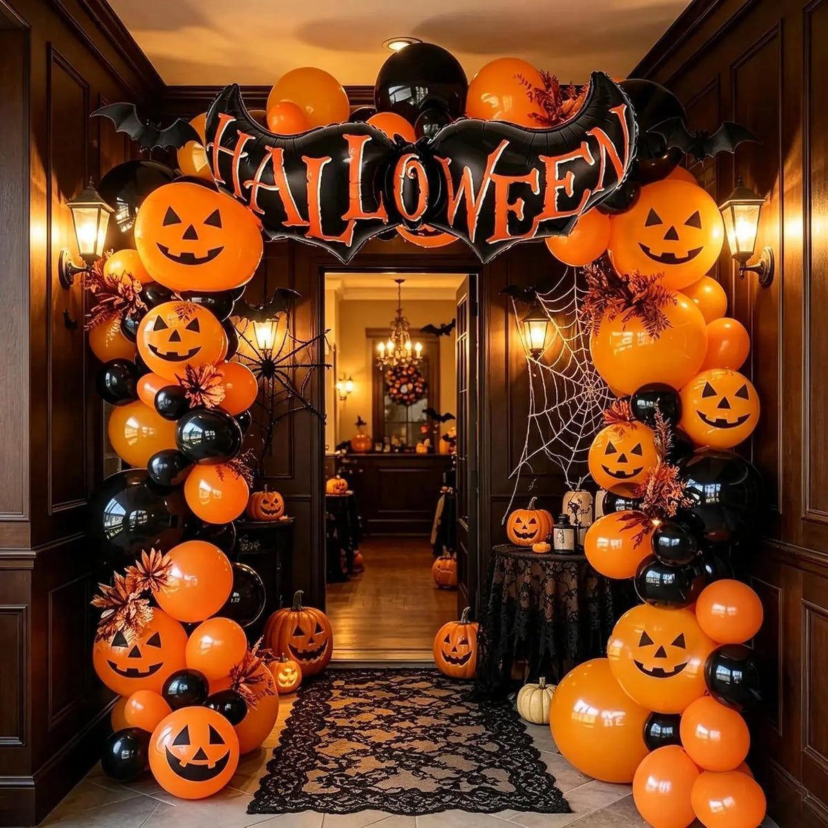 Halloween Balloon garland Arch Black Orange Halloween Party Decorations