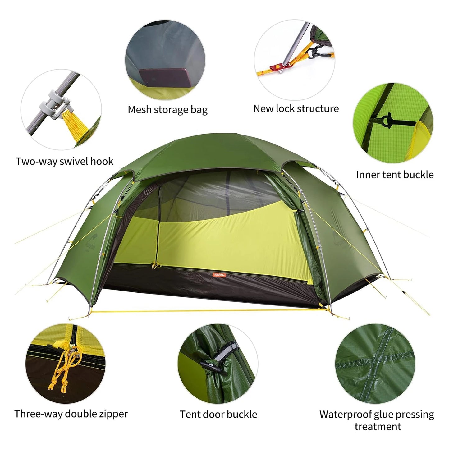 Naturehike Cloud Peak 2 Person Tent Ultralight Waterproof Camping Tent 4 Season Nylon Backpacking Traveling Tent