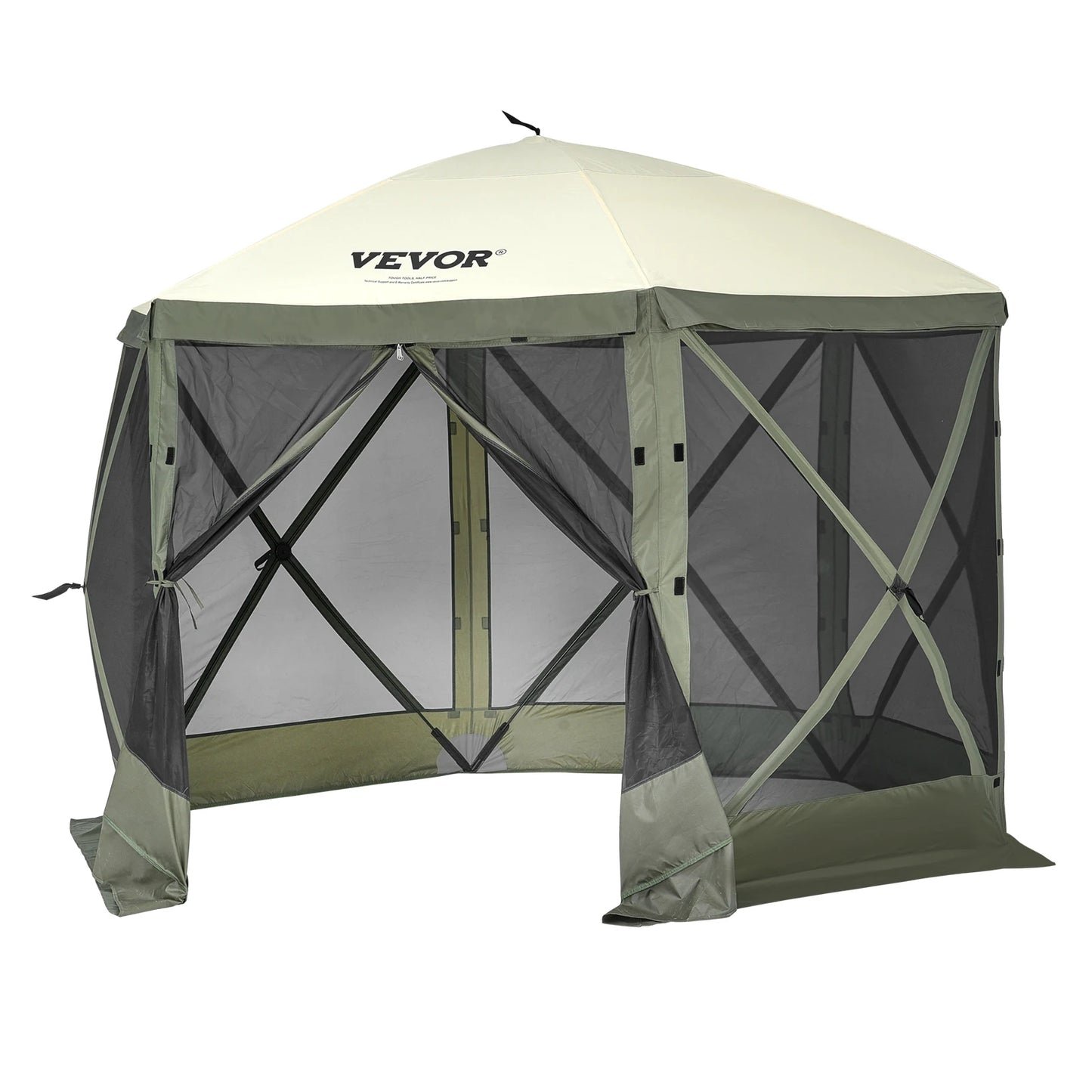 SucceBuy Pop Up Gazebo Tent, Pop-Up Screen Tent 6 Sided Canopy Sun Shelter with 6 Removable Privacy Wind Cloths & Mesh Windows